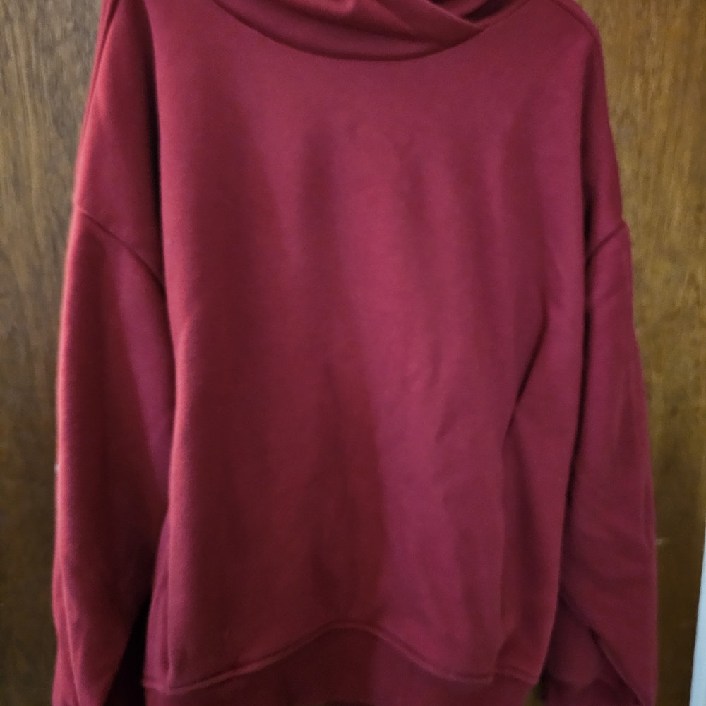Athleta Womens Cowlneck Hoodie in Rich Red